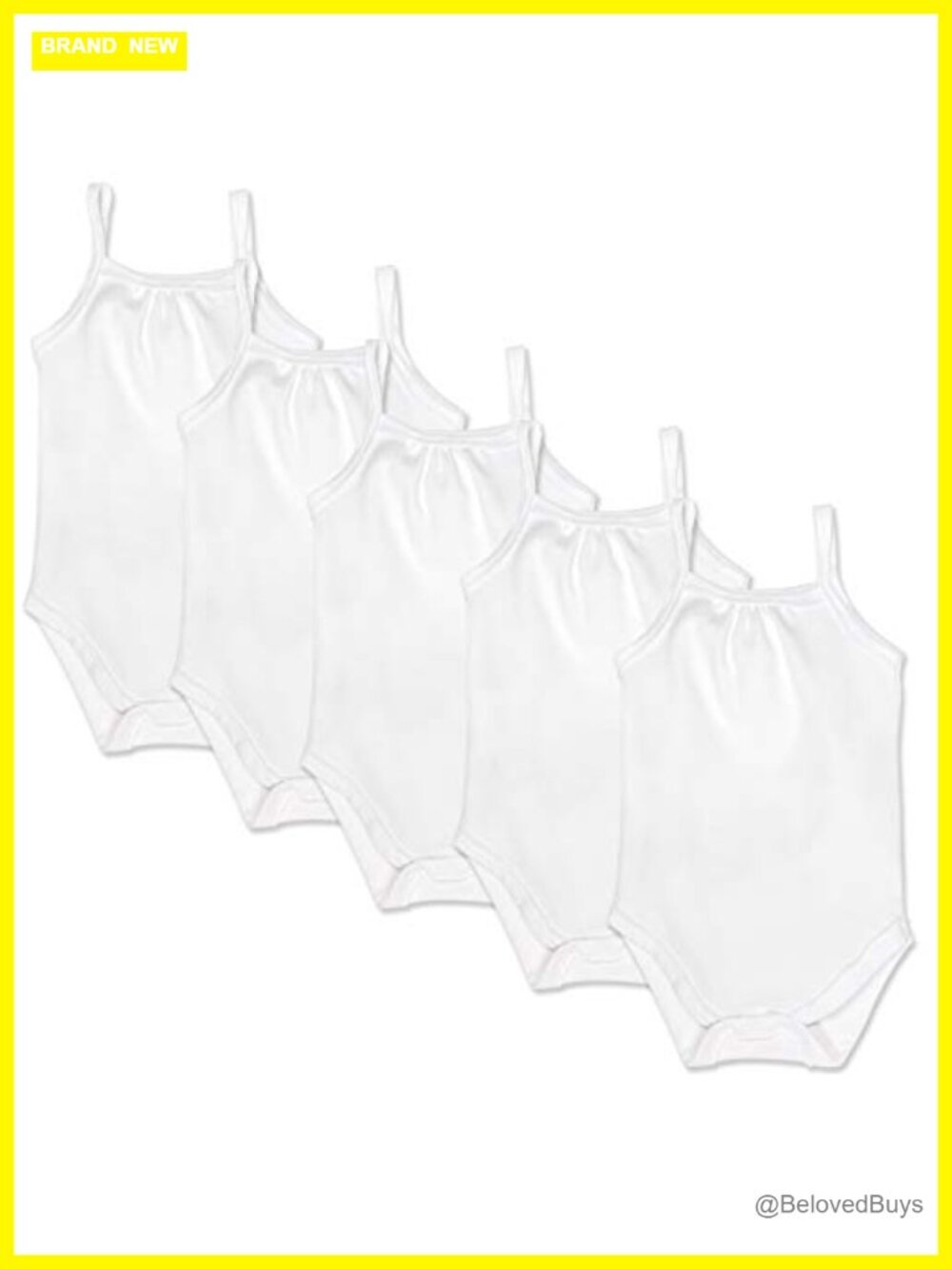 100% Organic Cotton Sleeveless Cami Bodysuits 5-Pack Infant Baby One-Piece